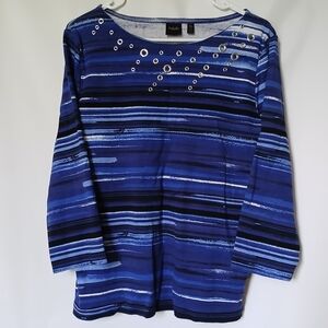 Rafaella Womens Top Size XL/TG/EG Color Blue Black White